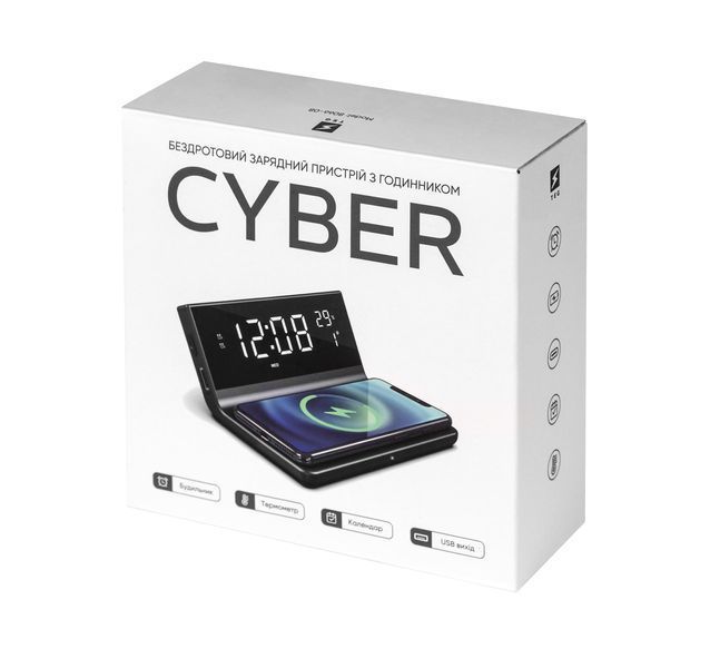 Бездротовий зарядний пристрій з годинником Cyber, TM TEG 8066-08 фото